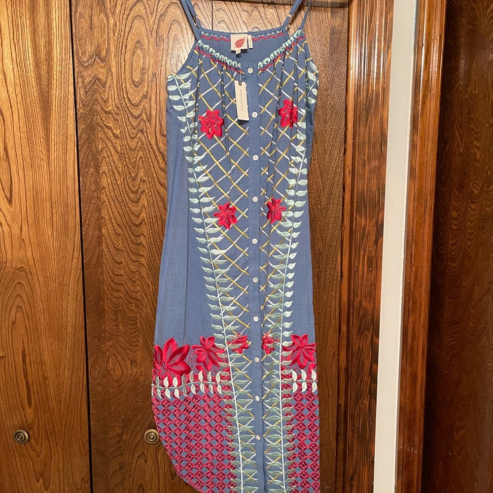Lilka (anthropologie) Embroidered Button Up Dress